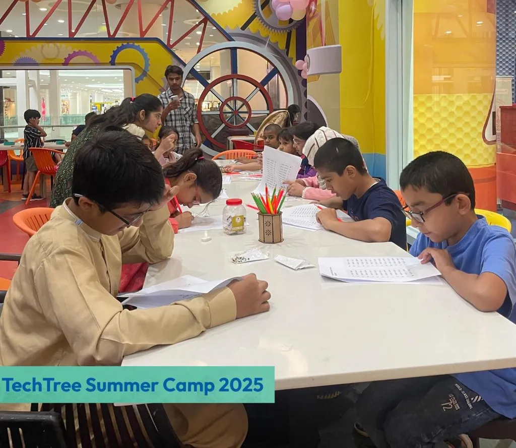 Students focused on their work at TechTree Summer Camp 2025